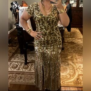 Elegant Gold Sequin Maxi Dress